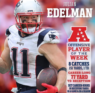 How many recieving yards did Julian Edelman have this season?