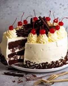 Which fruit is traditionally used in a Black Forest cake?