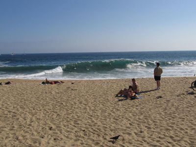 Which beach in California is famous for its big wave surfing?