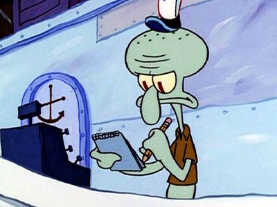 Where does Squidward work at?