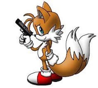 tails: hey sonic!!!! sonic: yeah what tails!?!?! tails: look what i got!!!! sonic: wait, isn't that shadow's machine gun? shadow: of course it's not you dummy. sonic: oh. tails: *flys away* shadow: this is!!! *pulls out machine gun* BWAHAHA!!!! sonic: *screams like a little girl* tails, save me!!!!