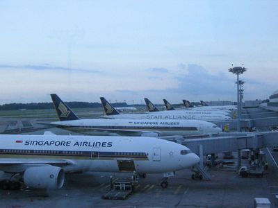 Which airline has a hub at Singapore Changi Airport?