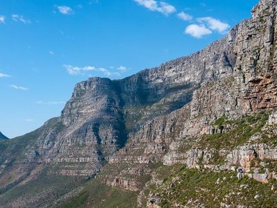 Which landform is characterized by steep cliffs and a flat top?