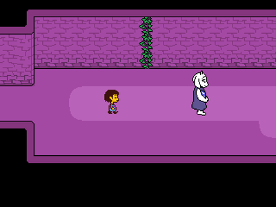 What is the song called that plays when Toriel needs you to walk alone to the other side of the room, but where she just hides behind a pillar?