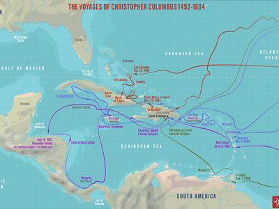 Which country sponsored Christopher Columbus' voyages?