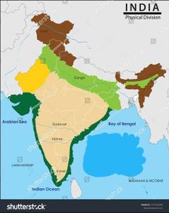 Which geographical feature is shown in the map by YELLOW colour?