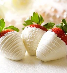 strawberries dipped in white chocolate