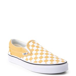 yellow checkered slip-on vans