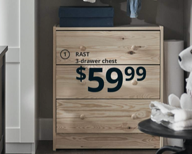 RAST 3-drawer chest. $59.99