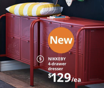 NIKKEBY 4-drawer dresser. $129.00