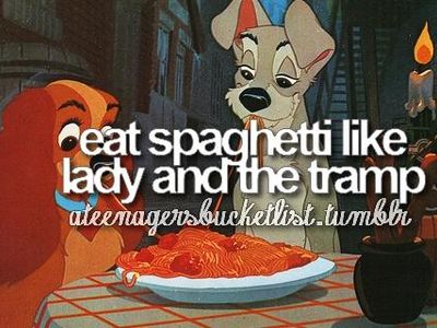 Eat spaghetti like in Lady and the Tramp