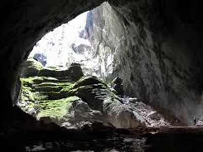 the cave opening