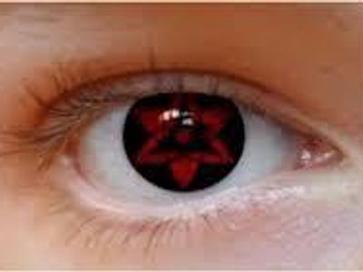 I have Sasuke's sharingan contacts this is not me though just showing wut they look like XD