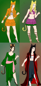 My Cat Demon Characters! (Shitake, Lili, Feladi, and Chi)