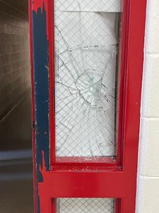 Yea so- someone punched the glass at the end of the day