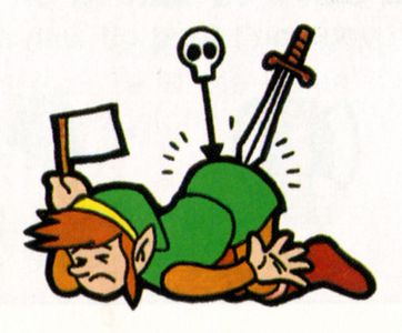 When we realize that Nintendo legit drew a picture of Link waving a white flag with a sword and arrh