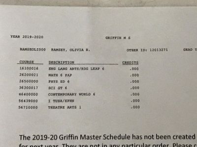 My schedule next year