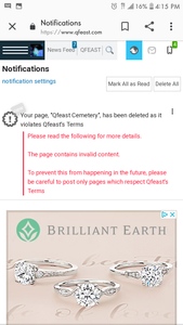 Oof they deleted my cemetary because they thought I was advertising Qfeast's death