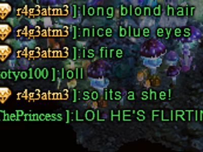 You're flirting with a man r4g3! Fire is a man, but uses a girl char! XD