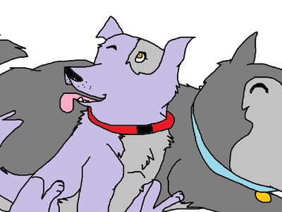 That's Wolfie but whos the other dog? (PS: A qfeaster)