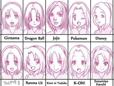 Lots of different Sakura Harunos as what they would be drawn in different styles