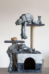 This image shows the 3 most important things in my life: Cats. Star Wars and Lego