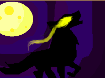 i drew a wolf with glowing eyez.