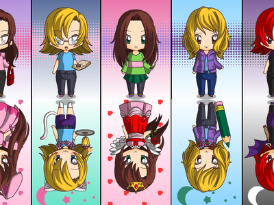 My sisters and I. Chibi. 'Reflection'