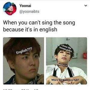 Me when a kpop song comes on and my sisters are singing in English ( my sisters only know the Engl