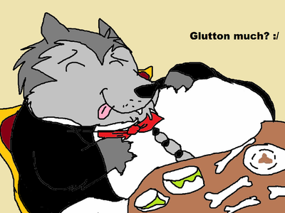 Wolfie's gluttony at the resturant. :)