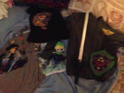 I laid out some of my Zelda merch...