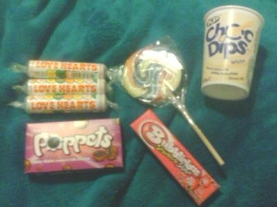 My sweet haul! I did have another packet of Love Hearts and a packet of Refreshers, but I ate them.