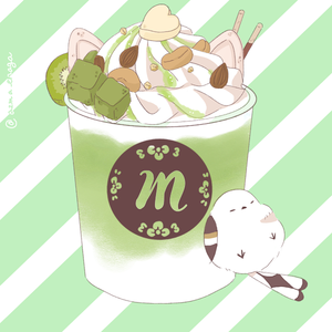 A matcha latte with a cute little bird ?