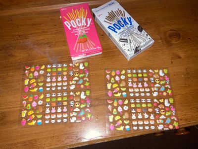 Stickers and pocky