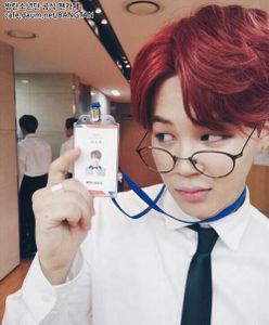 Jimin stole Jungkook's badge again :/