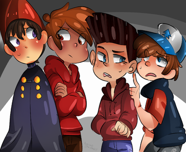 Wirt, Marco Diaz, Norman Babcock, Dipper Pines. True Squad