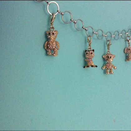 Chain necklace with 4 adorable charms: bear, cat, monkey, dog. Tell me your fav charm!