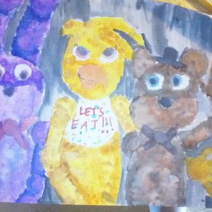 Chica, Bonnie, and Fredbear.