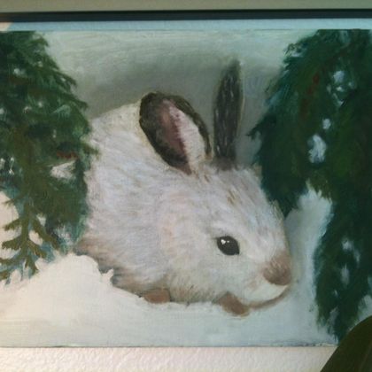 Bunny Oil Paint (sorry bout the plant at the bottom)