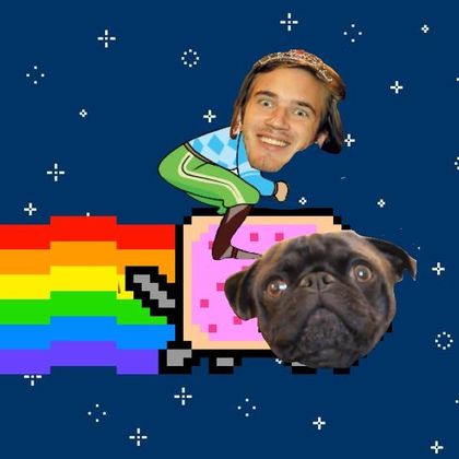 @LanaTheWolf Edgar as nyan cat with pewds riding him