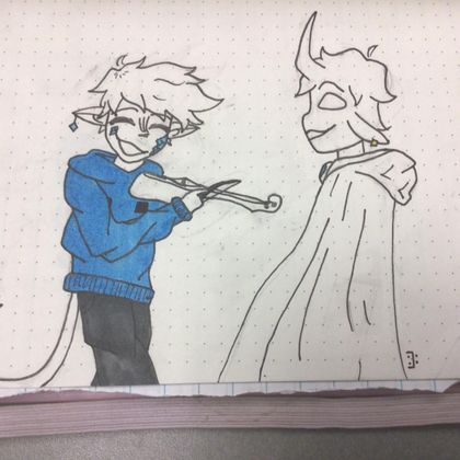 skeppy and bbh fanart (inspired by the song ‘Worlds Smallest Violin’ by AJR and not done coloring)