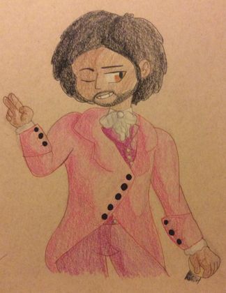 A Thomas Jefferson drawing for sammy's late birthday gift. Crayons aren't that bad.