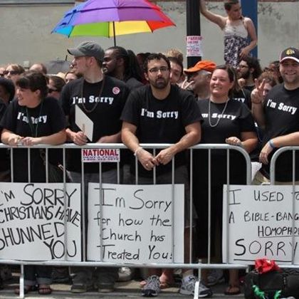 These are a bunch of Christians at a gay pride thing...