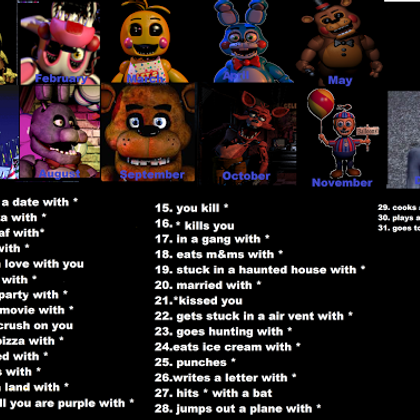 Goes on a date with Golden Freddy. People, get my grave ready, I'm gonna die.