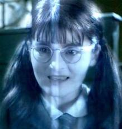 You go to the girl's bathroom and see moaning Myrtle. you've seen her before. what do you do?