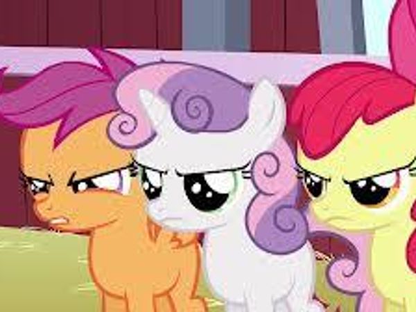 Me: So, who wants to ask the question first? Applebloom: Well, since I'm the leader of the Cutie Mark Crusaders, I think I should go first! Scootaloo: No way! I'm such a better leader than YOU! Applebloom: Nuh UH! Scootaloo: Yah HUH! Sweetie Belle: GIRLS!! Sweetie Belle: Arguing is NOT our special talent! Besides, what would that cutie mark look like anyways? Babs Seed: Step aside Cutie Mark Crybabies-sorry, sorry, force of habit... Anyway, I think I should ask the first question, cus', well... I don't know, I wanna. CMC: Too bad I am... No I AM... NO I AM!!! Me: (0_0) uhh... sorry, bout'... this...