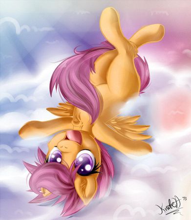 Apple: Ok, now you Scootz!! Scootaloo: Get ready for the most AMAZING, QUESTION, EVER!!! drum roll please... CMC: *stomps hooves to make drum roll noise. Scootaloo: Pause for dramatic effect... Pick a word that describes you best!!!! *Checks flank... You've gotta be kidding me! That was pure gold... Me: lol, sure it was Scootz, suuurre XD