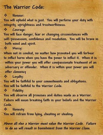 How much to your care about the warrior code?