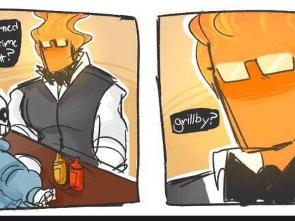 Why did Sans accompany someone to go to Grillby's?