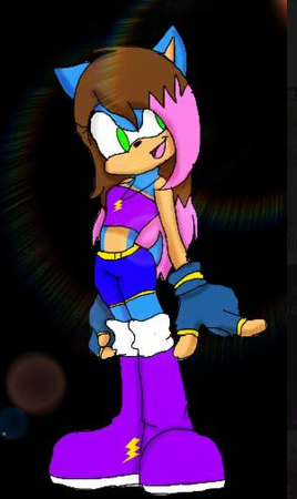 "Well, why not? Shes over here!" Yamilette grabs your hands and rushes over to a light blue hedgehog with brown hair with a pink streak. "Hi Yamilette! Hello...sorry, whats your name?" She askes. You smile "I'm __, happy birthday Sky!" You say extreamly happy to finally meet her. "Hey Sky!" Alexis says running up to her. "Happy birthday!" Lea says waving and smiling